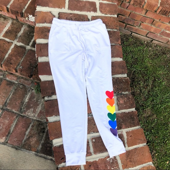 Rae Dunn white with hearts lounge pants size S - Picture 8 of 8